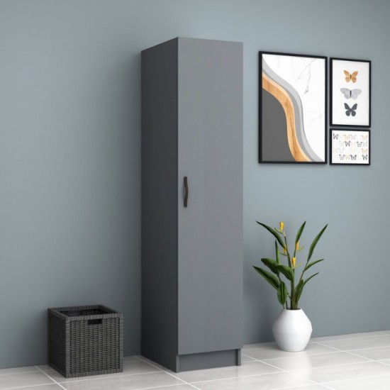 Ντουλάπα ρούχων Ricardo μονόφυλλη χρώμα ανθρακί 40x51,8x181εκ.