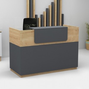 Γραφείο reception Lemmon χρώμα φυσικό οξιάς - ανθρακί 120x70x110εκ.