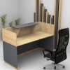 Γραφείο reception Lemmon χρώμα φυσικό οξιάς - ανθρακί 120x70x110εκ.