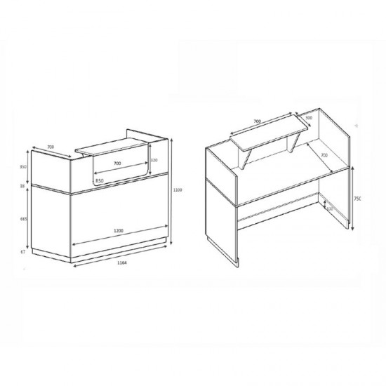 Γραφείο reception Lemmon χρώμα λευκό 120x70x110εκ.