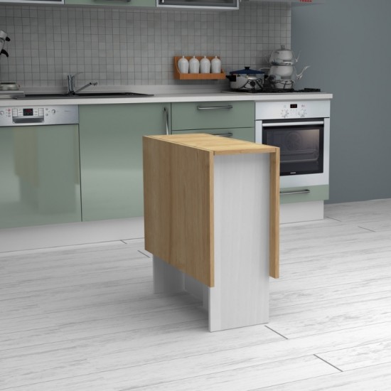 Τραπέζι μελαμίνης Pepe επεκτεινόμενο χρώμα λευκό - φυσικό οξιάς 28(56+56)x77x75εκ.