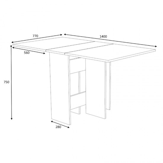 Τραπέζι μελαμίνης Pepe επεκτεινόμενο χρώμα λευκό - φυσικό οξιάς 28(56+56)x77x75εκ.