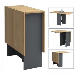 Τραπέζι Pepe επεκτεινόμενο χρώμα ανθρακί - φυσικό οξιάς 28(56+56)x77x75εκ.