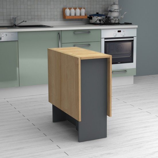 Τραπέζι Pepe επεκτεινόμενο χρώμα ανθρακί - φυσικό οξιάς 28(56+56)x77x75εκ.