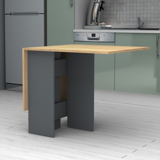 Τραπέζι Pepe επεκτεινόμενο χρώμα ανθρακί - φυσικό οξιάς 28(56+56)x77x75εκ.