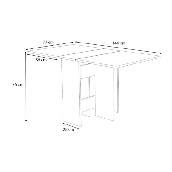 Τραπέζι Pepe επεκτεινόμενο χρώμα ανθρακί - φυσικό οξιάς 28(56+56)x77x75εκ.