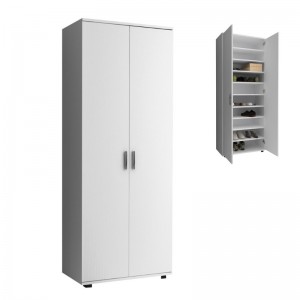 Ντουλάπα ρούχων - παπουτσοθήκη Eric δίφυλλη χρώμα λευκό 76x36x187εκ.