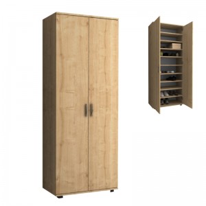 Ντουλάπα ρούχων - παπουτσοθήκη Eric δίφυλλη χρώμα φυσικό οξιάς 76x36x187εκ.