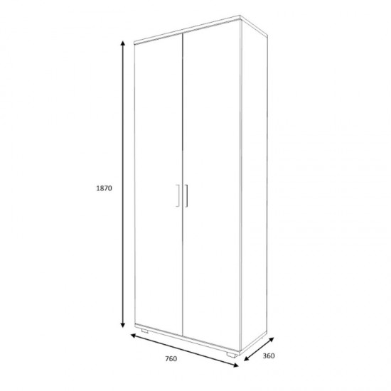 Ντουλάπα ρούχων - παπουτσοθήκη Eric δίφυλλη χρώμα φυσικό οξιάς 76x36x187εκ.