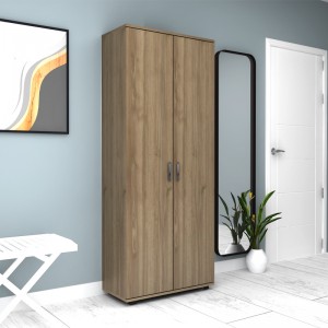 Ντουλάπα ρούχων - παπουτσοθήκη Eric δίφυλλη χρώμα καρυδί 76x36x187εκ.