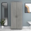 Ντουλάπα ρούχων - παπουτσοθήκη Eric δίφυλλη χρώμα γκρι σκυροδέματος 76x36x187εκ.
