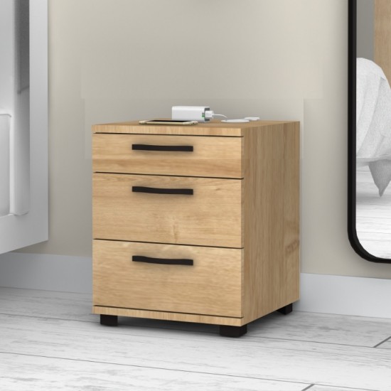 Κομοδίνο Roco χρώμα φυσικό οξιάς 40x39x57εκ.