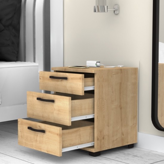 Κομοδίνο Roco χρώμα φυσικό οξιάς 40x39x57εκ.