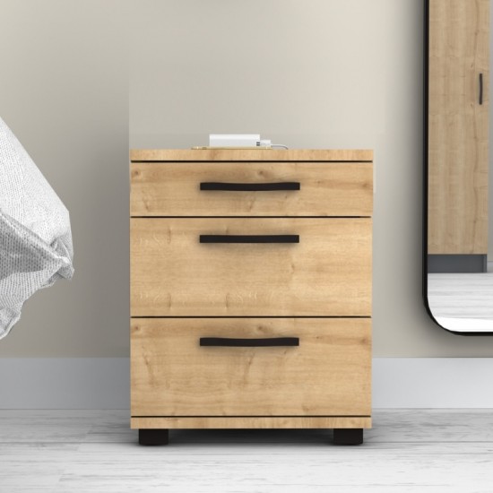 Κομοδίνο Roco χρώμα φυσικό οξιάς 40x39x57εκ.