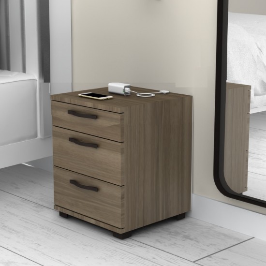 Κομοδίνο Roco χρώμα καρυδί 40x39x57εκ.