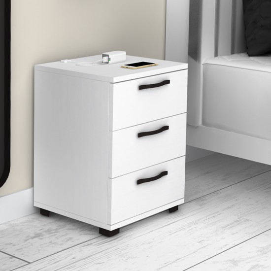 Κομοδίνο - συρταριέρα γραφείου Roco χρώμα λευκό 40x39x57εκ.