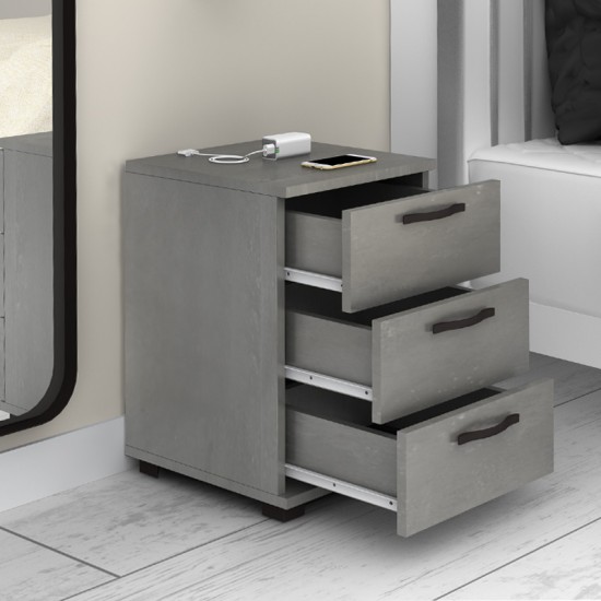 Κομοδίνο - Συρταριέρα γραφείου Roco χρώμα γκρι σκυροδέματος 40x39x57εκ.