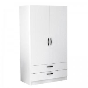 Ντουλάπα ρούχων Victoria δίφυλλη με συρτάρια χρώμα λευκό 100x60x181εκ.