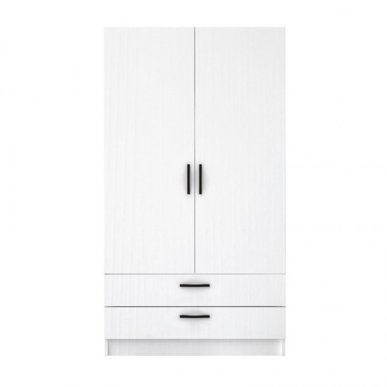 Ντουλάπα ρούχων Victoria δίφυλλη με συρτάρια χρώμα λευκό 100x60x181εκ.