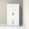 Ντουλάπα ρούχων Victoria δίφυλλη με συρτάρια χρώμα λευκό 100x60x181εκ.