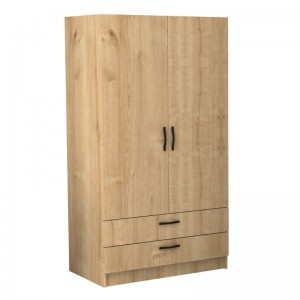 Ντουλάπα ρούχων Victoria δίφυλλη με συρτάρια χρώμα φυσικό οξιάς 