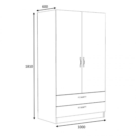 Ντουλάπα Ρούχων Victoria Δίφυλλη Φυσικό Οξιάς