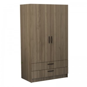 Ντουλάπα ρούχων Victoria δίφυλλη με συρτάρια χρώμα καρυδί 100x60x181εκ.