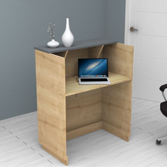 Γραφείο reception Gemini χρώμα φυσικό οξιάς - ανθρακί 90x50x110εκ.