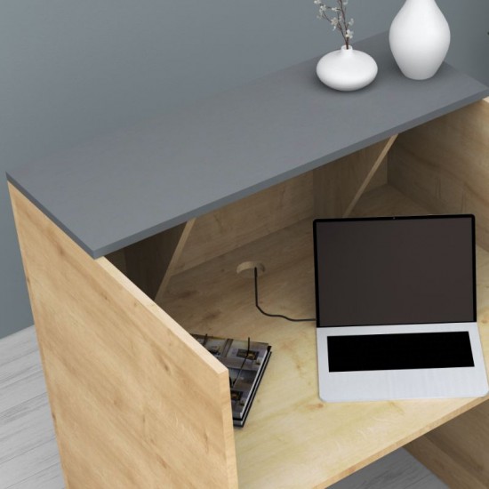 Γραφείο reception Gemini χρώμα φυσικό οξιάς - ανθρακί 90x50x110εκ.