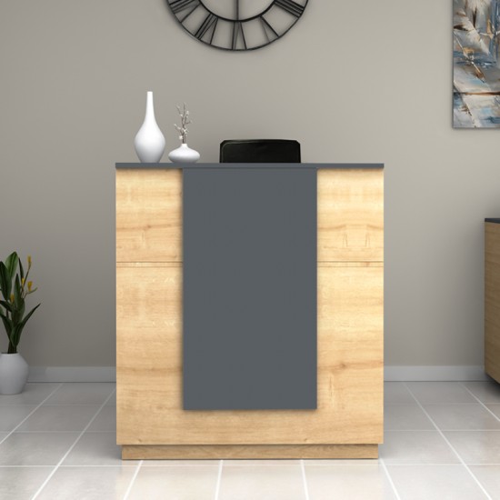 Γραφείο reception Gemini χρώμα φυσικό οξιάς - ανθρακί 100x70x110εκ.