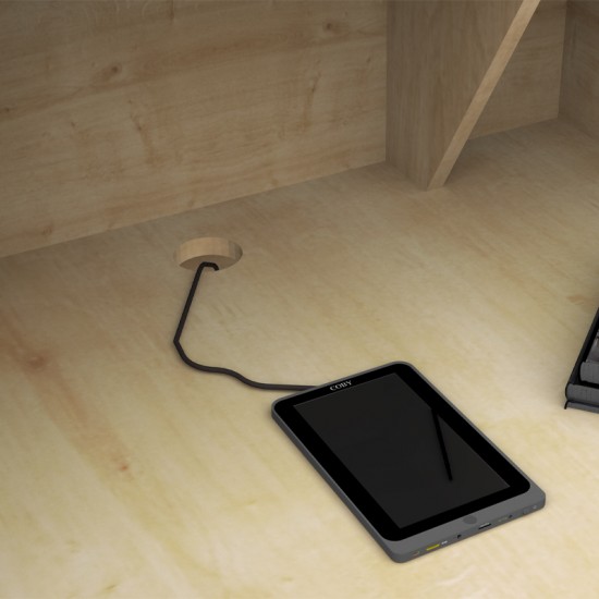 Γραφείο reception Gemini χρώμα φυσικό οξιάς - ανθρακί 120x70x110εκ.