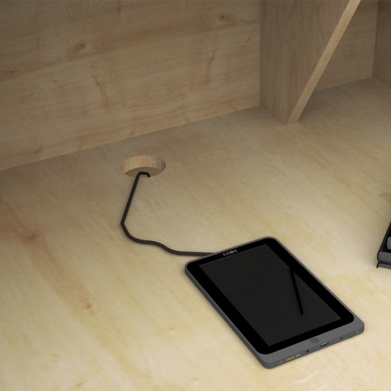 Γραφείο reception Gemini χρώμα φυσικό οξιάς - ανθρακί 150x70x110εκ.