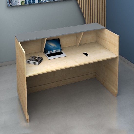 Γραφείο reception Gemini χρώμα φυσικό οξιάς - ανθρακί 180x70x110εκ.