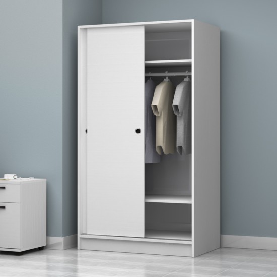Ντουλάπα ρούχων Regio δίφυλλη συρόμενη χρώμα λευκό 100x60x181εκ.