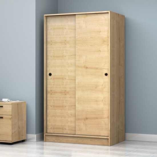Ντουλάπα ρούχων Regio δίφυλλη συρόμενη χρώμα φυσικό οξιάς 100x60x181εκ.