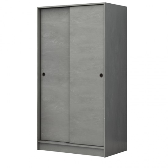 Ντουλάπα ρούχων Regio δίφυλλη συρόμενη χρώμα γκρι σκυροδέματος 100x60x181εκ.
