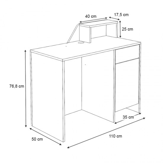 Γραφείο υποδοχής - reception Merlin χρώμα ανθρακί - φυσικό οξιάς 110x50x101,8εκ.