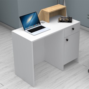 Γραφείο υποδοχής - reception Merlin χρώμα λευκό - φυσικό οξιάς 110x50x101,8εκ.