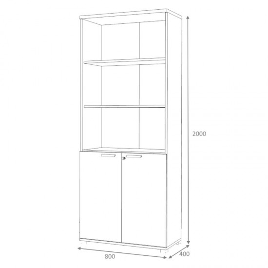 Βιβλιοθήκη γραφείου επαγγελματική Venturo χρώμα ανθρακί - φυσικό οξιάς 80x40x200εκ.