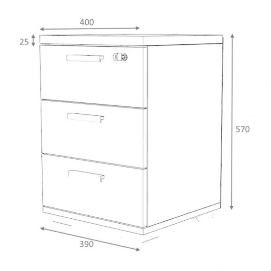 Συρταριέρα γραφείου επαγγελματική Venturo χρώμα ανθρακί - φυσικό οξιάς 39x40x57εκ.