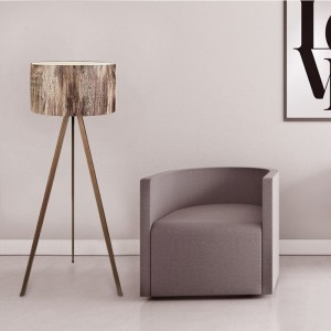 Φωτιστικό δαπέδου Rosling Mdf/ύφασμα/Pvc χρωμα καρυδί/καφέ 38x21x140εκ.