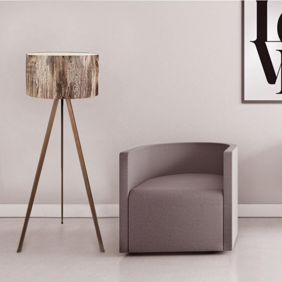 Φωτιστικό δαπέδου Rosling Mdf/ύφασμα/Pvc χρωμα καρυδί/καφέ 38x21x140εκ.