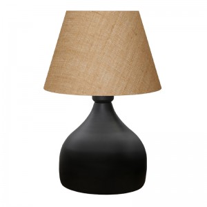 Φωτιστικό επιτραπέζιο Hubert ύφασμα/μέταλλο χρώμα καφέ/μαύρο 22x14x32εκ.