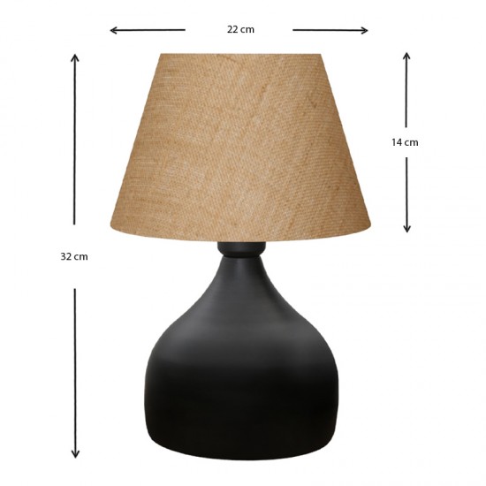 Φωτιστικό επιτραπέζιο Hubert ύφασμα/μέταλλο χρώμα καφέ/μαύρο 22x14x32εκ.