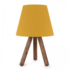 Φωτιστικό επιτραπέζιο Lander E27 ύφασμα Pvc - ξύλο χρώμα κίτρινο - καφέ 22x17x33εκ.