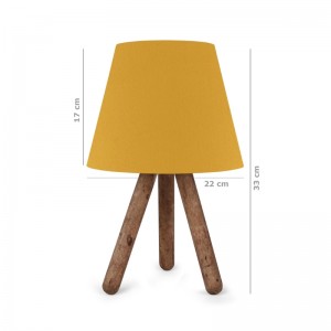 Φωτιστικό επιτραπέζιο Lander E27 ύφασμα Pvc - ξύλο χρώμα κίτρινο - καφέ 22x17x33εκ.