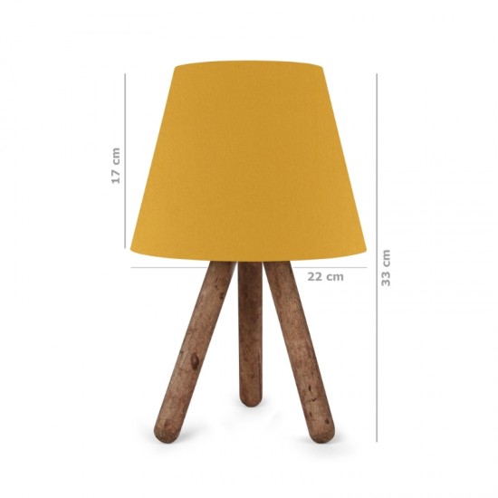 Φωτιστικό επιτραπέζιο Lander E27 ύφασμα Pvc - ξύλο χρώμα κίτρινο - καφέ 22x17x33εκ.