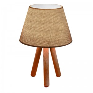 Φωτιστικό επιτραπέζιο Lander ύφασμα/Pvc/ξύλο χρώμα μπεζ άμμου/καφέ 22x17x32εκ.