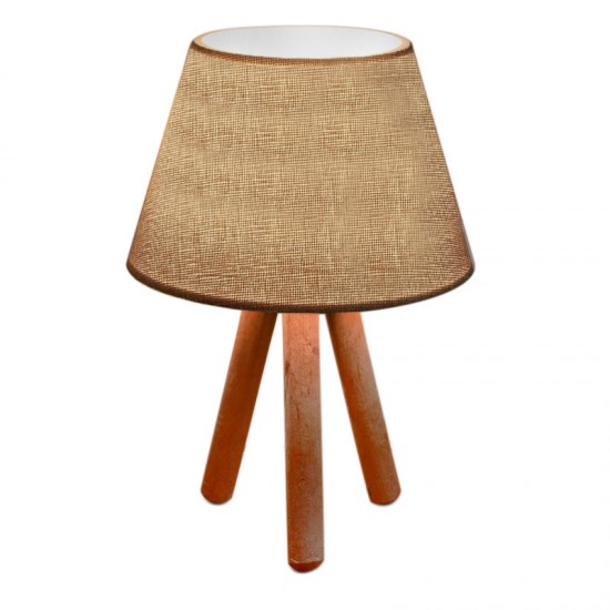 Φωτιστικό επιτραπέζιο Lander ύφασμα/Pvc/ξύλο χρώμα μπεζ άμμου/καφέ 22x17x32εκ.