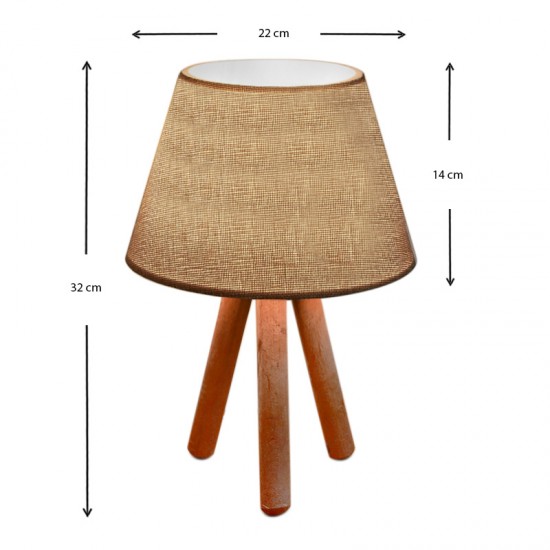 Φωτιστικό επιτραπέζιο Lander ύφασμα/Pvc/ξύλο χρώμα μπεζ άμμου/καφέ 22x17x32εκ.